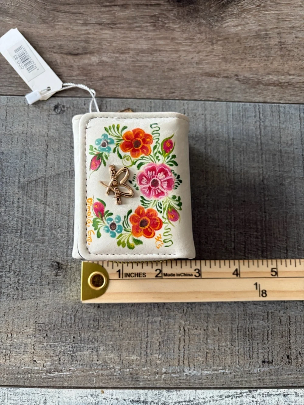 Grace Floral Mini Wallet Dina Lee Art Zip Coin Purse NWT